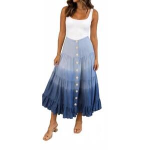 NEW PHIE COLLECTIVE ruffled dip dye maxi skirt in indigo